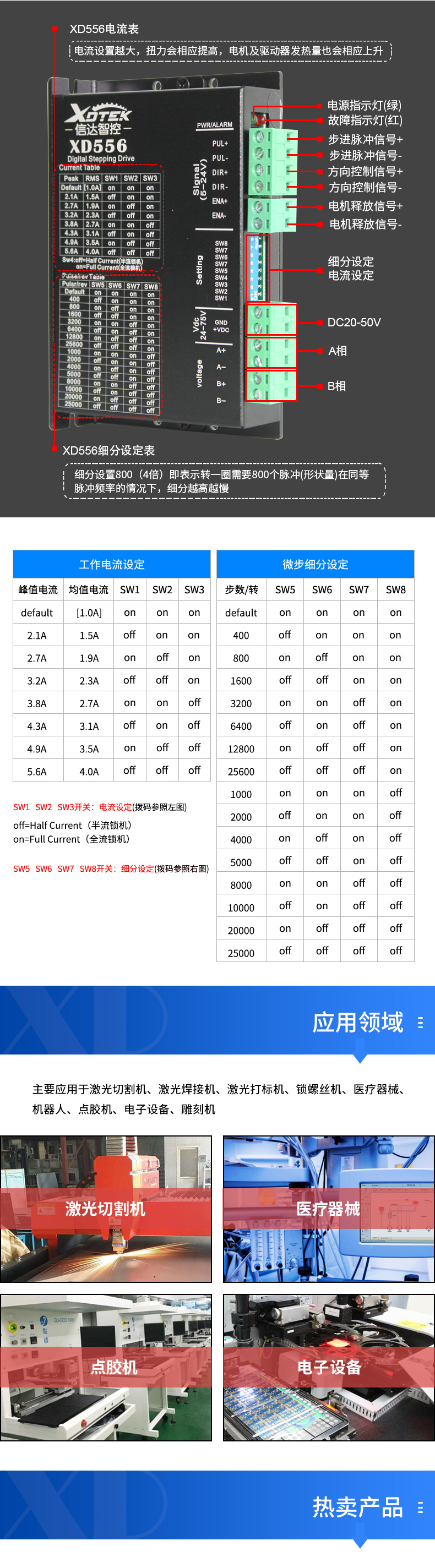 信达42/57系列两相步进电机配XD556数字式开环驱动器(图3)